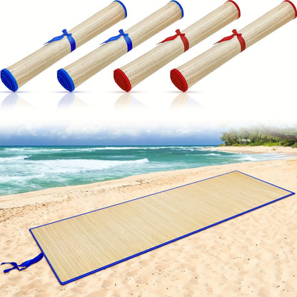 4 Packs Straw Beach Mat Non Slip Straw Mat Foldable Lightweight Picnic Mat With Trim For Camping Sunbathing Picnic Floor Yoga