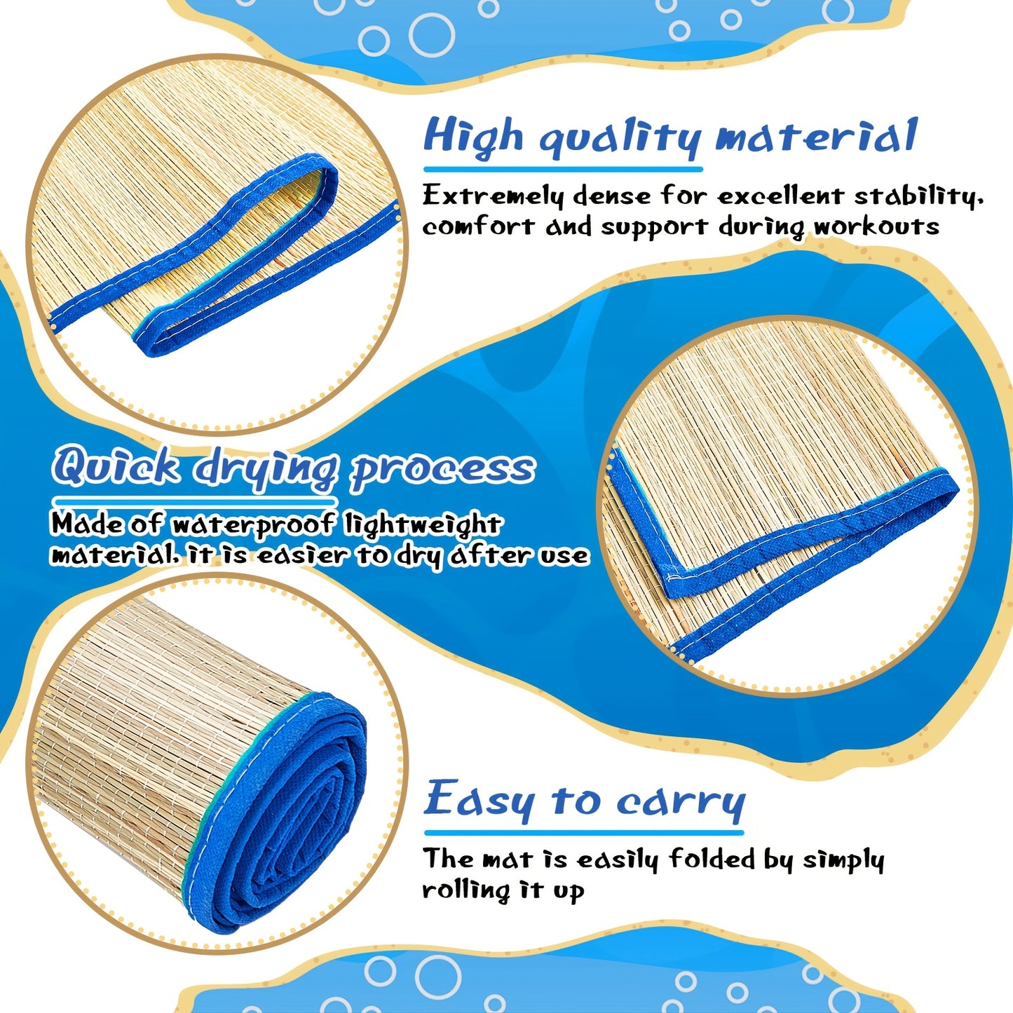 4 Packs Straw Beach Mat Non Slip Straw Mat Foldable Lightweight Picnic Mat With Trim For Camping Sunbathing Picnic Floor Yoga