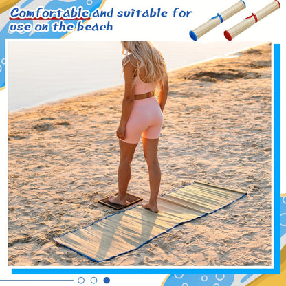 4 Packs Straw Beach Mat Non Slip Straw Mat Foldable Lightweight Picnic Mat With Trim For Camping Sunbathing Picnic Floor Yoga