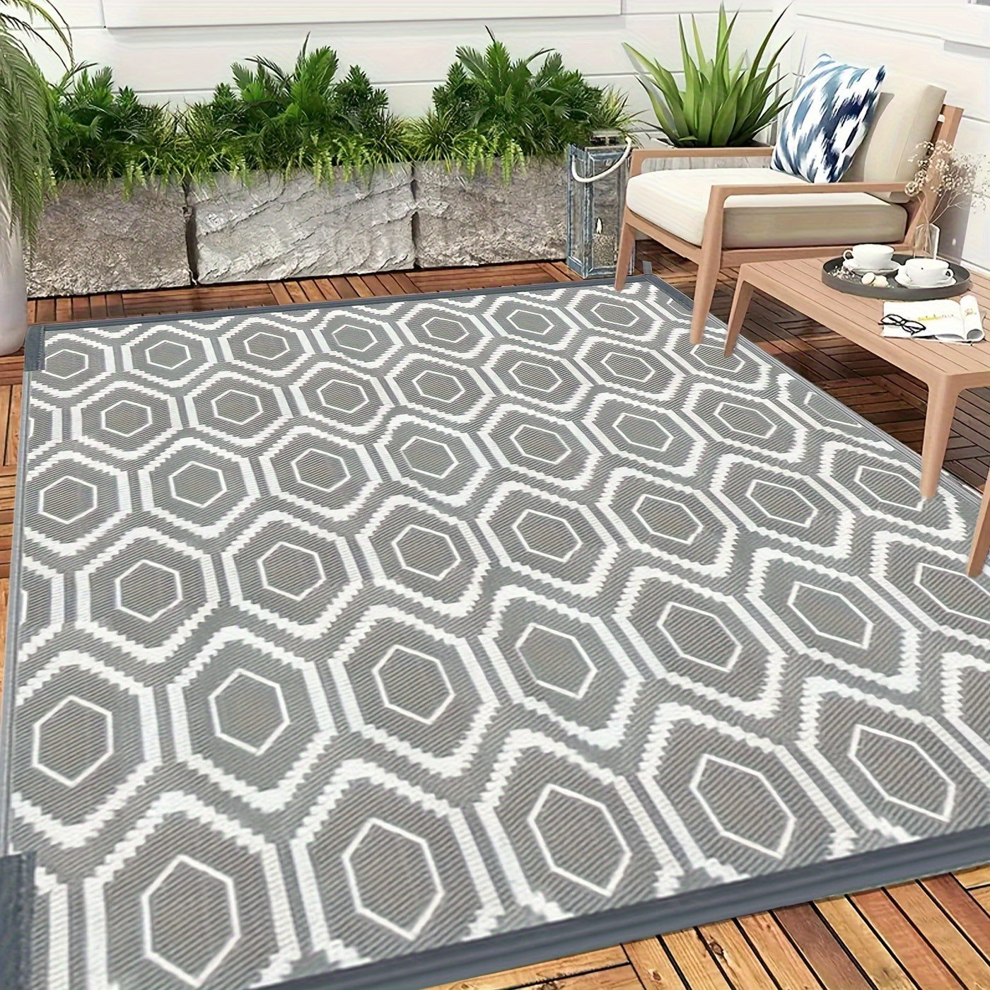 1pc, Outdoor Mat, Plastic Straw Double Sided Mat, Area Mat Decorative, Portable, Camping Mat And for Indoor, Outdoor, RV, Patio, Picnic, Beach, Camping